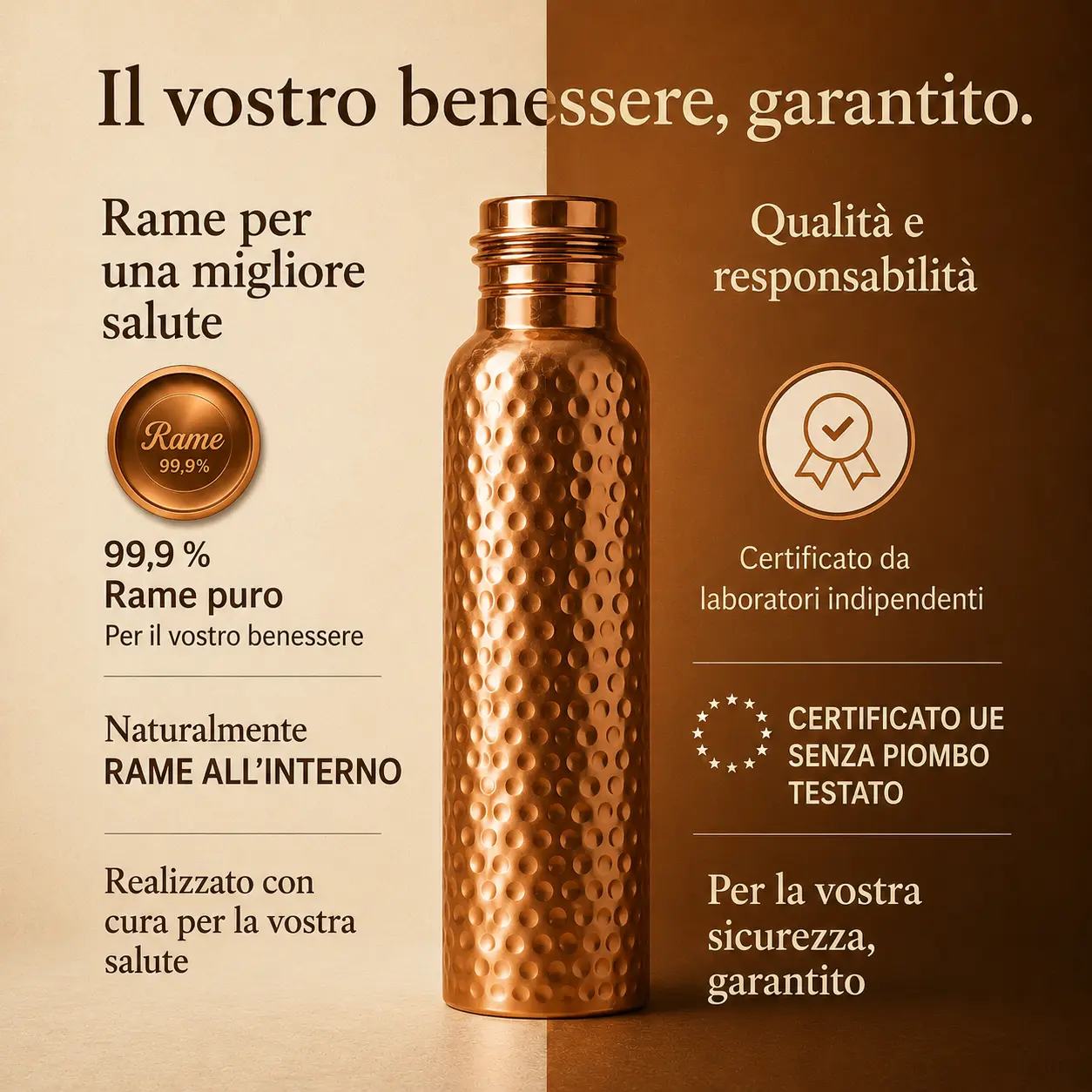 PLASTOPRO™ – Borraccia in Rame | 800ml